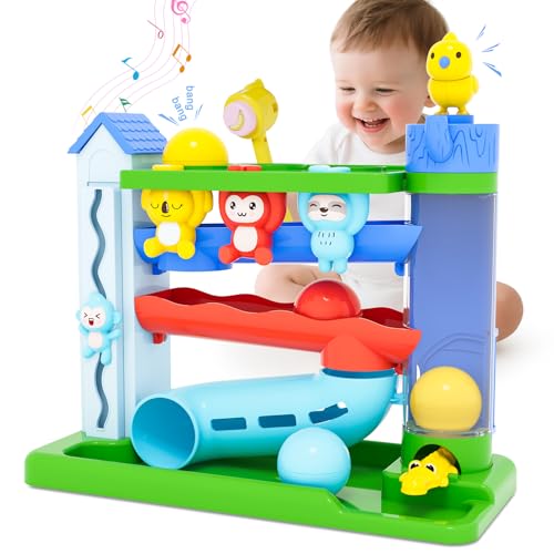 VOILBTOY Musical Toy for 1-2 Year Old Boys,Educational Baby Toys 12-18 Months,Ball Drop Toy with English & Spanish,Fine Motor Toys for Toddlers 1-3,Birthday Gift for 1+ Year Old Boy (Blue)