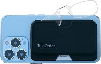 ThinOptics Readers with Wallet - Armless On-Nose Reading Glasses - Slim Wallet Attaches to Phone - MagSafe Compatible