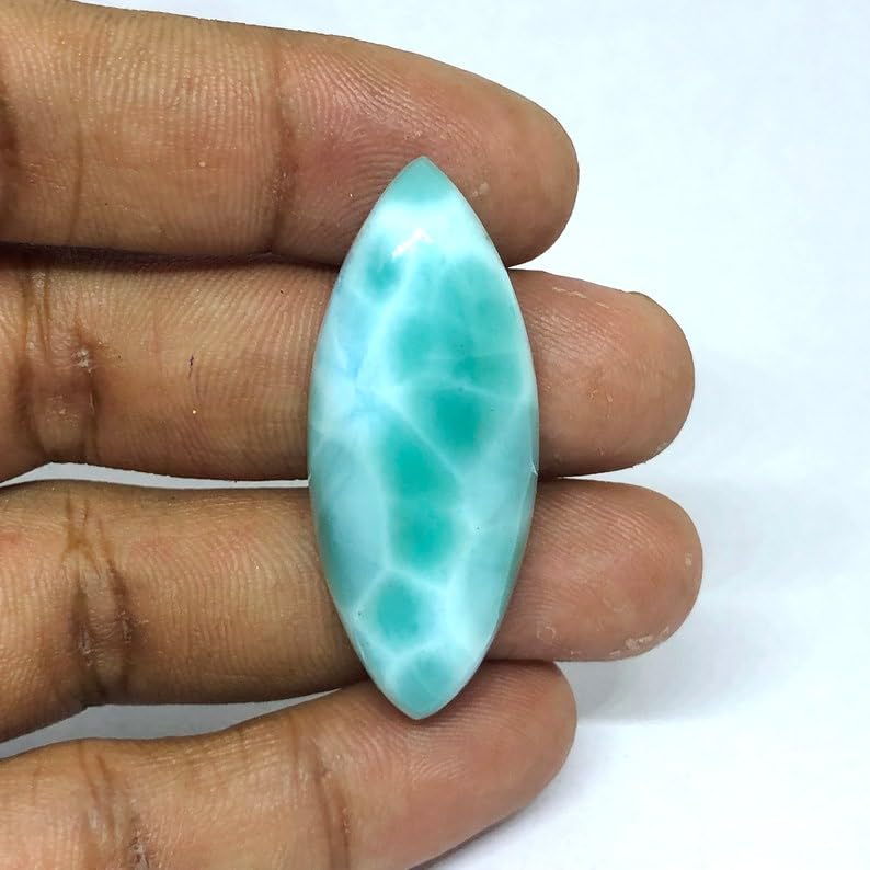 Larimar de joaillerie cabochon marquise 40 mm pour pendentif - 2