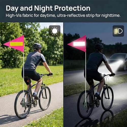 Reflektierende Fahrradflagge,150 cm Fahrrad Wimpel,Fahrrad Fähnchen,Verstellbare Kinderfahrradfahne,Roller Fahrrad Wimpel Fahne,Street Buddy Fahne,Kinderfahrrad Sicherheitswimpel