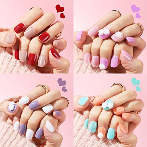 Extra Short Press On Nails, Glossy Press On Short Fake Nails, 12 Pack Short Round Press On Nails Small Nails For Girls, Teenitor Short Glossy False Nails With Nail Glue, 12 Colors Short Glue On Nails Short Nails Press On For Small Hand #TOP3