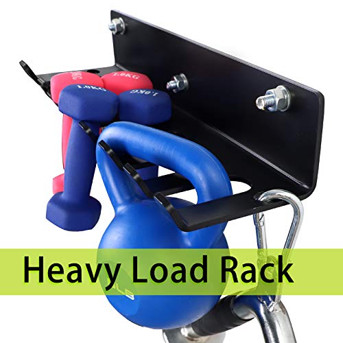 BRTGYM Gym Rack Organizer, Resistance Band Storage Rack, Gym Hooks for Olympic Barbells, Bands, Row Handles, Bats or Tools