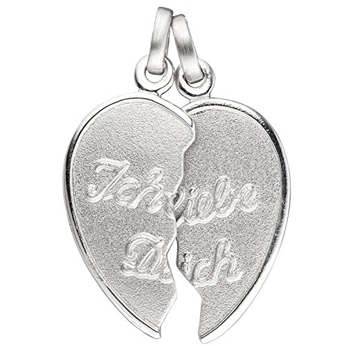 Jobo Damen Anhänger Ich Liebe Dich/geteiltes Herz 925 Sterling Silber Partneranhänger