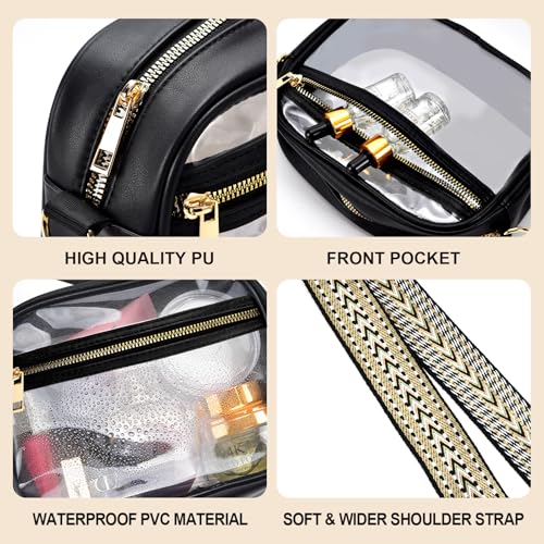 Image of Fibrdoo Clear Bag Stadium Approved, Leather Clear Crossbody Purse Bag for Concerts Sports Events Festivals