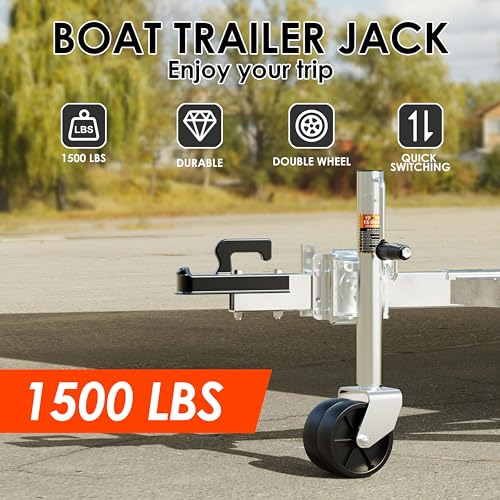 YOMILINK 1500 lbs Trailer Jack with Dual Wheel, Heavy Duty Swivel Boat Jack, 12" Lift, Bolt-on Tongue Trailer Jacks for RV Boat Trailers, Silver by YOMILINK - Image 8