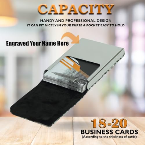 Image of Mini2buy Customized Name Engraved Card Holder for Credit, Debit, ATM, and Business Visiting Cards from Premium Stainless Steel Size Ideal for Personal use or Corporate Gifting (Cream-Customized)