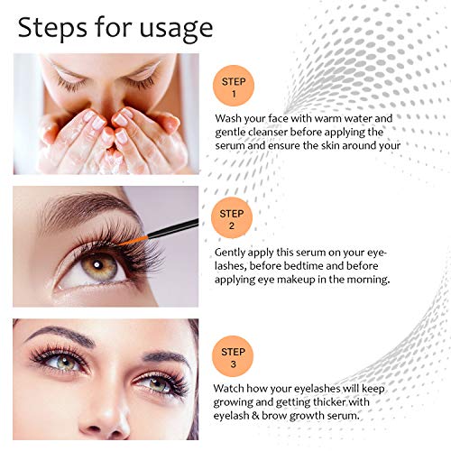 Beaueli Eyelash Growth Serum 5ML Premium Castor Oil & Blended Nutrient for Longer Thicker Healthy Fuller Lashes & Brows Hypoallergenic Natural Lash Booster Treatment Dermatologist Certified
