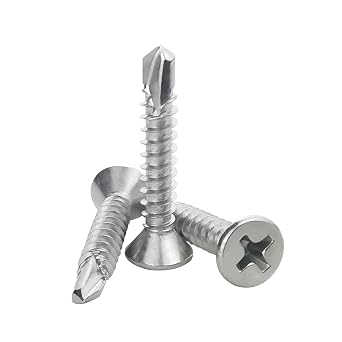 120PCS #8 x 1 Flat Head Sheet Metal Screws,410 Stainless Steel Flat Head Screws Phillips Head Self-Tapping Screws High-Strength Fast Sheet Metal Screws 1/2" to 1-1/4" Available