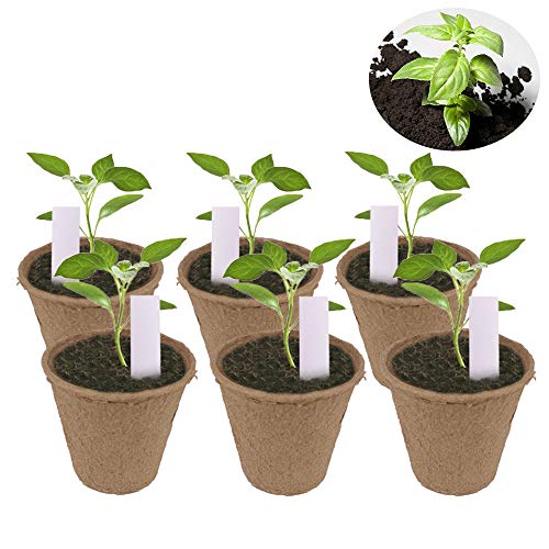 Huvai 100 Pack 3.15" Round Biodegradable Peat Pots Plant Seedling Saplings & Herb Seed Starters Kit With 100 Pcs White Plastic Plant Labels #TOP4