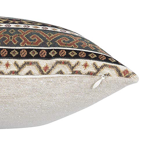 Pillowerus Kilim Throw Pillow Covers Khaki And Black - 14 X 24 Inches Decorative Lumbar Pillows, Retro Room Decor For Couch, Bohemian Outdoor Case For Farmhouse, Indian Cushions, Tribal Pattern #TOP4