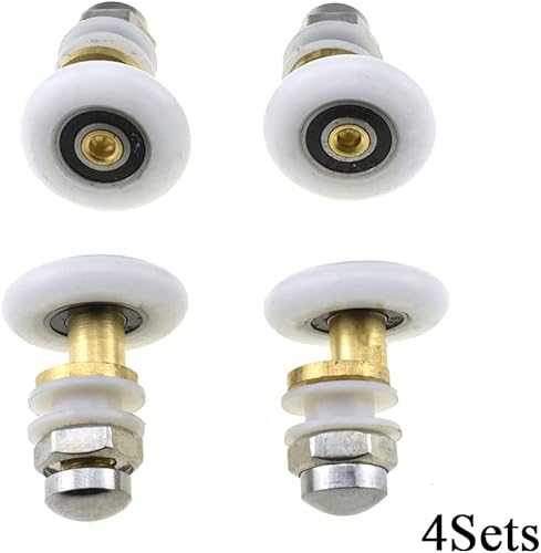 Miniatura 6 de Hahiyo Ruedas para puerta de ducha de latón de 0.787 in de diámetro con tornillos de acero inoxidable, rodillos de nailon duradero, rodamientos de