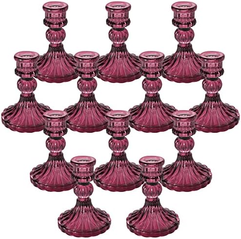Gazeer Glass Candlestick Holders,Taper Candle Holders, Elegant Crystal Candle Holders Decorative Candle Holders Set of 3, Glass Candle Holders for Wedding, Festival, Party & Festival Decoration.