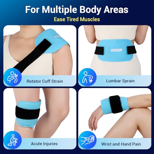 Image of Comfytemp Gel Ice Packs for Injuries Reusable, FSA Eligible HSA, Hot Cold Compress Soft Ice Packs, Pain Relief for Ankles, Knees, Wrist, Shoulders, Back and More, Recovery Items for Men Women, 2Packs