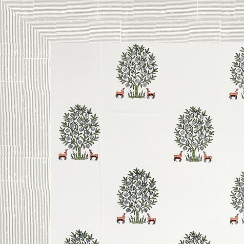 Image of BLOCKS OF INDIA Hand Block Printed 300 TC Cotton Super King Size Bedsheet(106 x 106) (Life Grey)