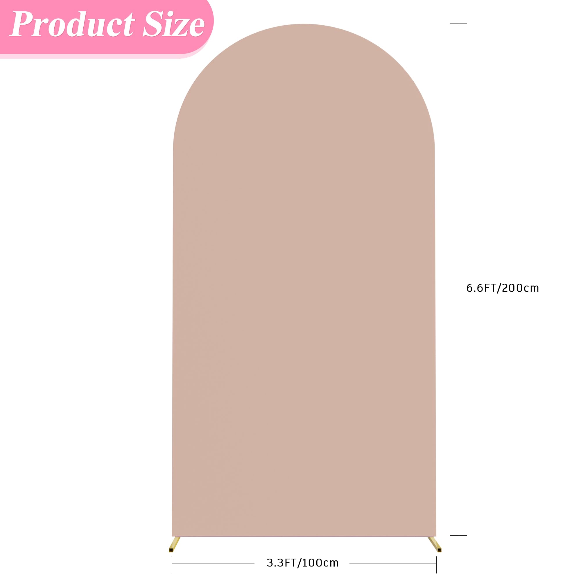 Asee'm 6.6FT Wedding Arch Cover Nude Fitted Spandex Cover 2-Sided Round Top Chiara Stand Covers for Party Ceremony Birthday Banquet Decoration
