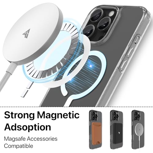 Image of eller sante Magpro-Q Back Cover Case for iPhone 16 Pro Max Scratch Resistant Camera Protector TPU Shockproof 10ft Drop Protection Support Mag-Safe Wireless Charging- Clear