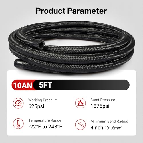 Image of EVIL ENERGY 10AN Fuel Line, AN10 Braided Fuel Hose Nylon CPE 5FT Black