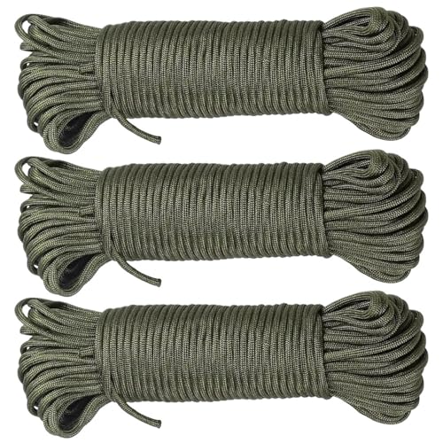 Cuerda de paracaídas de 4 mm, cuerda de nailon negra, para supervivencia al aire libre, 3 piezas