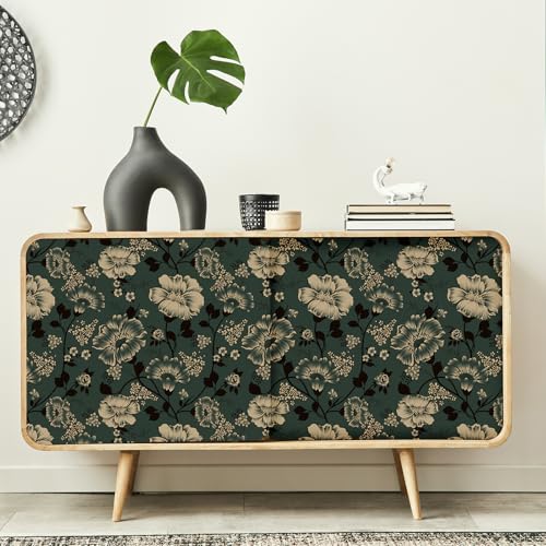 VaryStyle 17.7"x118" Vintage Dark Green Floral Wallpaper Victorian Floral Peel and Stick Wallpaper Green Contact Paper for Walls Cabinets Self Adhesive Vinyl Flower Wall Paper for Bathroom Bedroom by VaryStyle - Used condition - Image 6