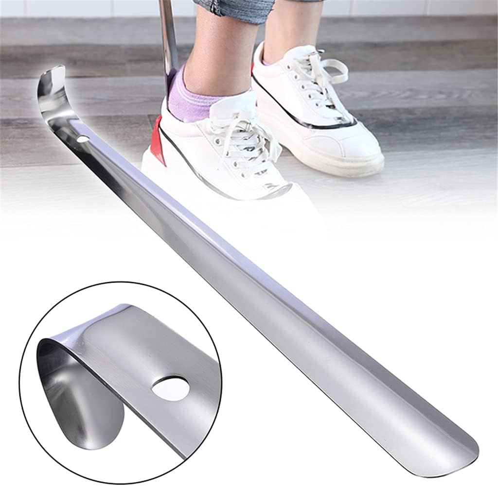 Long Shoe Horn Reach Stainless Steel Metal Lifter Aid Slip Handle Shoehorn Remover Flexible for Aged