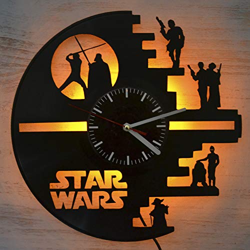 Star Wars Reloj de Pared de Vinilo con luz led Star Wars Reloj de Pared con luz de Vinilo...