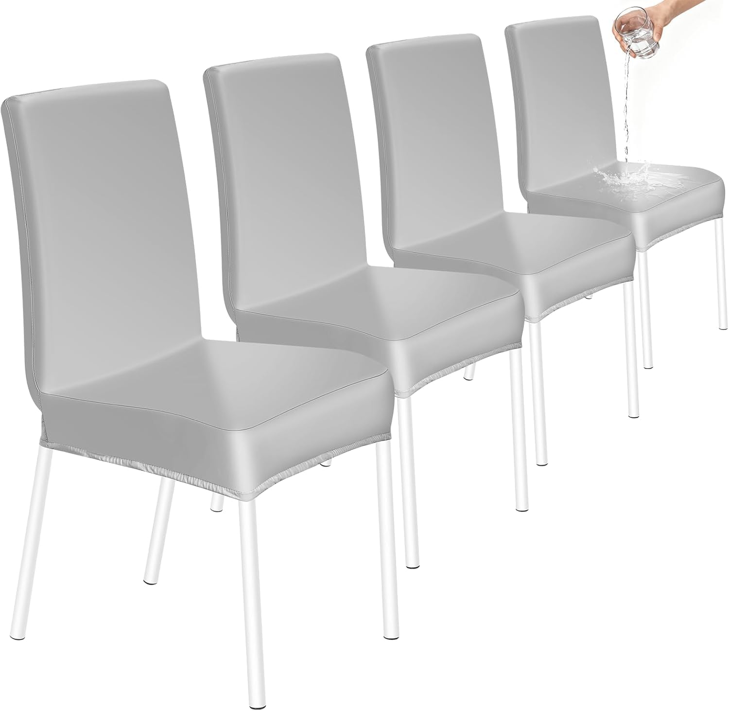 Juego de 4 fundas elásticas resistentes a los arañazos, impermeables, extraíbles y lavables, protección universal para sillas de respaldo alto, mecedoras, cocinas, restaurantes, banquetes