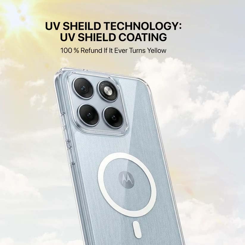 Image of DIZORO Crystal Clear Magnetic Compatible with Motorola Moto Edge 70 Fusion Back Cover case with Anti-Yellow (Compatible with Magsafe) Anti-Scratch | Shockproof Transparent Cover