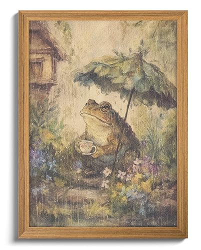 3D Textured Framed Vintage Frog Wall Art, Rustic Farmhouse Animal