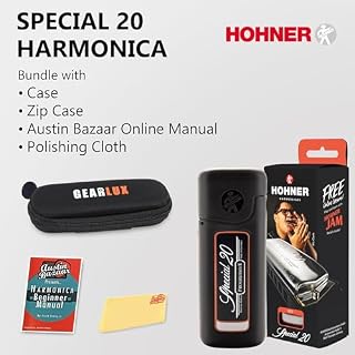 Hohner Special 20 Harmonica - Key of C Bundle with Zip Case, Instructional Manual, and Austin Bazaar Polishing Cloth – Image 2