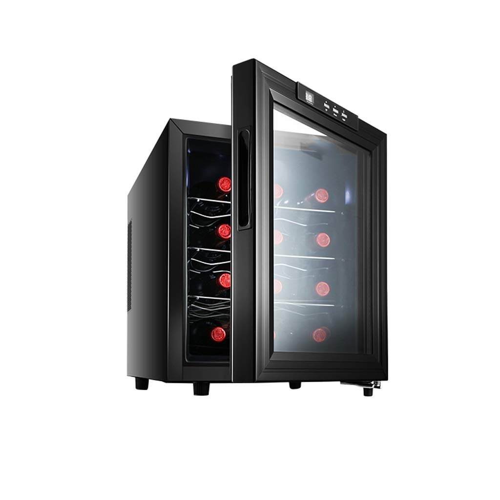 WSMLA 12 Botella de Vino termoeléctrico de Refrigeración/Chiller Mostrador Rojo y Negro Bodega Nevera Funcionamiento silencioso Nevera de Acero Inoxidable Temperatura y Humedad constantes Bodega