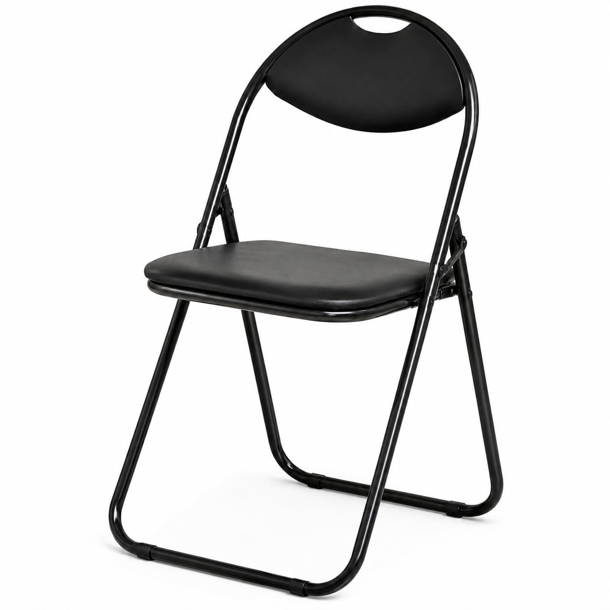 UR CHOICE Premium Black Folding Chair, Stylish Padded Paris Faux Leather Seat for Home, Office, Dining & Desk Use, Foldable, Durable & Comfortable Seating Solution (1 Set)