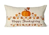 LAHL Fall Maple Leaves Pumpkin Happy Thanksgiving Best Lumbar Throw Pillow Cover Cushion Case Cotton