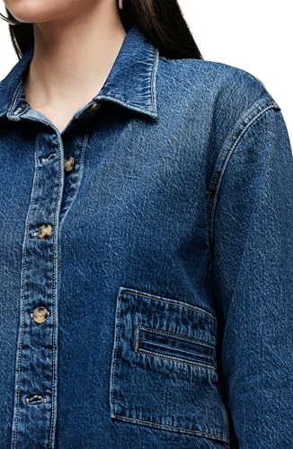 HUDSON Women's Boxy Long Sleeve Button Down Shirt with Pockets4