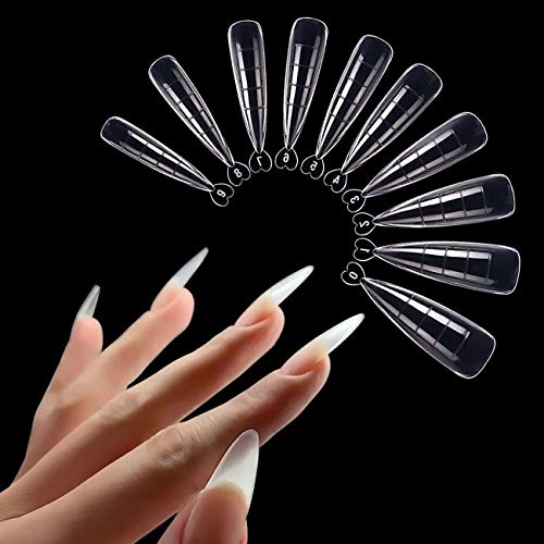 Desdemona 100 Pcs Poly Extension Gel Dual Nail Form Builder Gel Stiletto Nail Molds False Nail Tips for Gel Manicure Nail Art Design Salon DIY at Home (Stiletto Dual Forms Set)