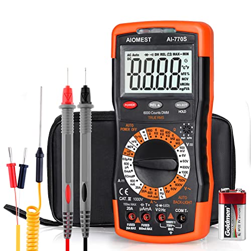Annmeter Digital Multimeter, Auto-Ranging 6000 Counts Trms Dc&Ac Vlotmeter Ohm Amp Resistance Capacitor Meter, Measures Frequency Duty Cycle Temp Transistor Hef An-770S #TOP4