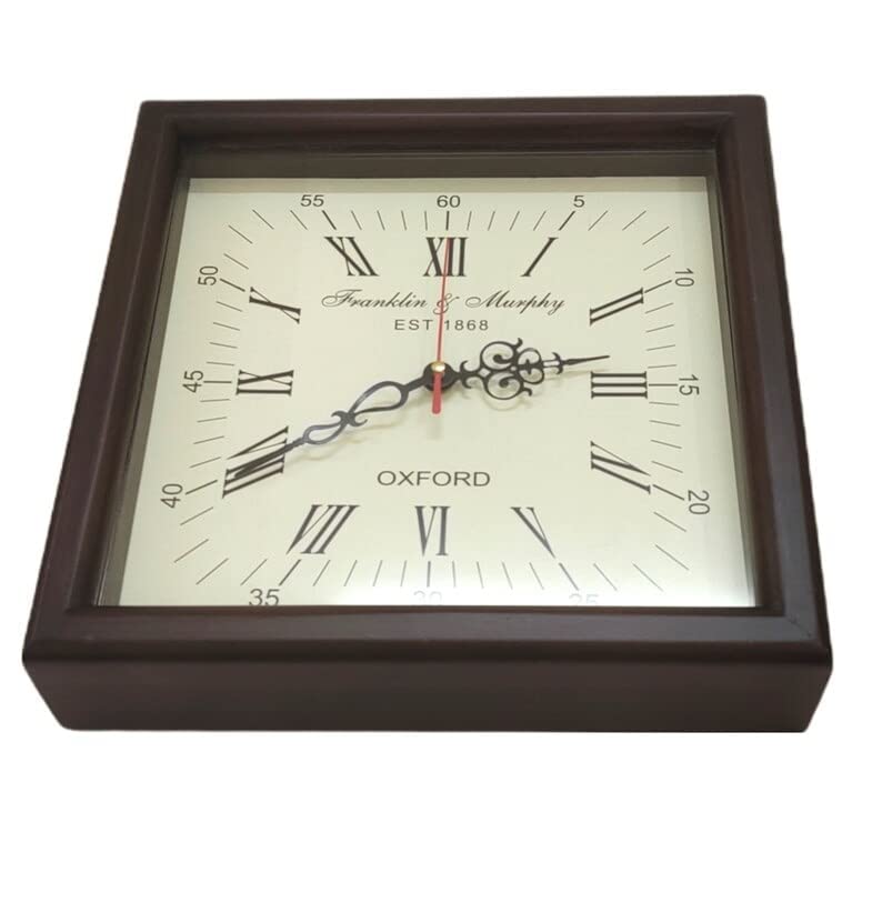 Quality Step Packers, Wooden Wall Hanging Clock Square Shape Vintage Roman Number Clock Office & Home Decor Frankline