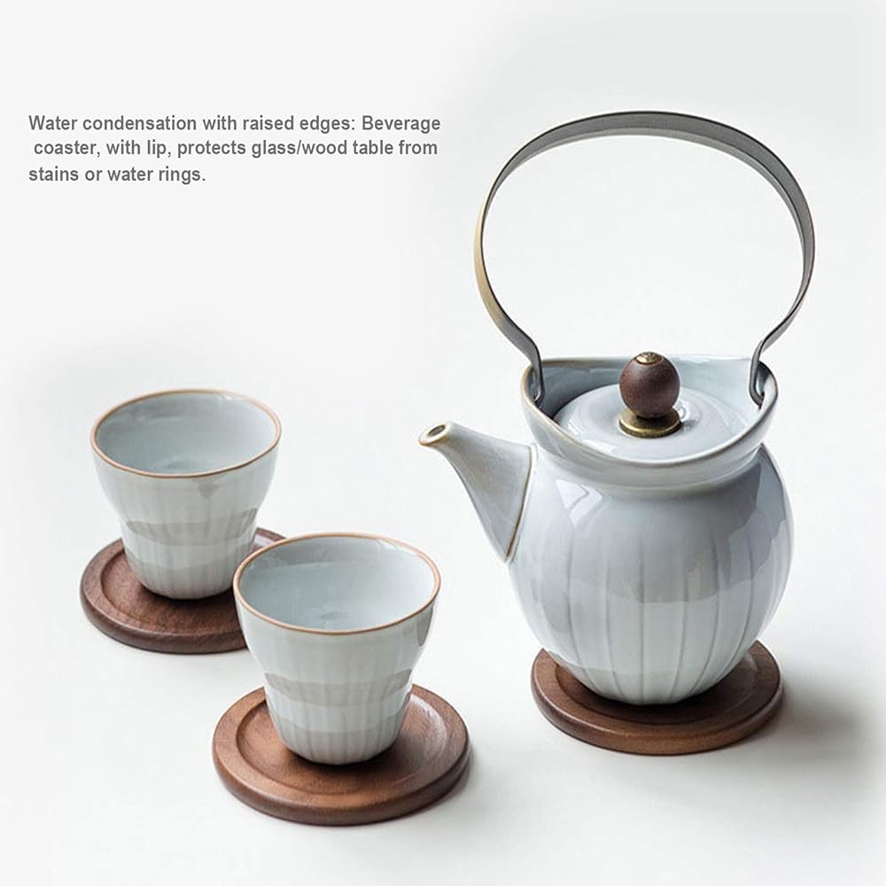 6-Piece Heat-Resistant Drink Coasters Set with Holder, Perfect for Office Desks & Family Tables, Protects Surfaces from Water Damage