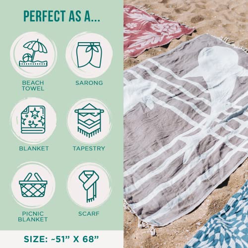 Sand Cloud Turkish Beach Towel - Sand Free - 100% Organic Turkish Cotton Yarn - Quick Dry Towel For Beach, Picnic, Blanket Or Bath Towel - As Seen On Shark Tank - Marine Life (Retro Shark) #TOP2