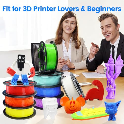 Image of MIKA3D 8 Spools 1.75mm 3D Printing Filament PLA Bundle, 3D Printer PLA Red Orange Yellow Lime Green Cyan Blue Purple White 8 Beautiful Popular Bright Colors, 0.25kg /Spool, Total 2kg PLA