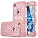 iPhone 7 Case, LONTECT Hybrid Heavy Duty Shockproof Diamond Studded Bling Rhinestone Case with Dual Layer [Hard PC+ Soft Silicone] Impact Protection for Apple iPhone 7 - Rose Gold