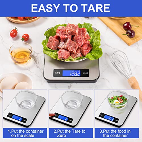Food Scale Kitchen Scale Digital Weight Gram And Ounces/Oz, Yoncon Accurate Gram Scale 22Ib For Weight Loss, Baking, Cooking, Upgrade Stainless Steel Large Countertop, Hidden Hooks For Easy Storage #TOP2
