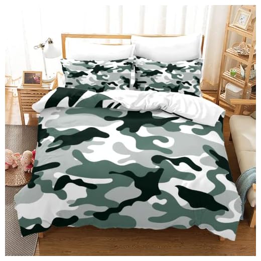 Fyra delar lakan set, Ljusgrön Camouflage Print Enkel dubbelsäng Soft Quilt Cover Stora bondgård Sängkläder Tjej Pojke Barn Sovrum Säng Textil Tre-Piece Set (Size : Twin)