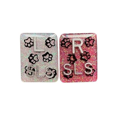 Scattered Paw Print Xray Markers, 2 or 3 Initials, Dog Lover, Pet, Animal, Large Rectangle, Glitter