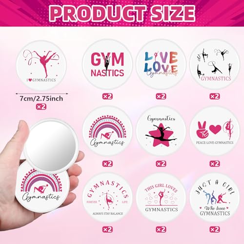 20 Sets Gymnastics Gifts Gymnastics Makeup Bag for Women with Compact Mirror Inspirational Cosmetic Bag Gymnasts Inspirational Gifts Gymnastic Coach Gift for Sports Lovers Birthday Christmas Gift3
