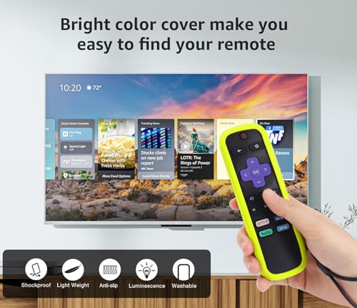 Image of 4 Pack Remote Cover for Roku, The Remote Case Compatible with Roku Voice Remote Official, Silicone Universal Protective Controller Sleeve for Roku TV Remote Glow in the Dark Yellow Purple Blue