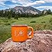 Rico Industries NHL Philadelphia Flyers Personalized 12oz. Speckle Camper Coffee Mug, Deep Laser Engraved Logo, Ceramic Camping Mug with Orange Body, Speckle Glaze