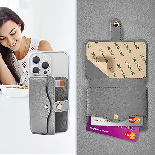 M-Plateau Phone Wallet For Men, Card Holder For Back Of Phone,Minimalist Wallet For Men With 1pc Sticky Adhesive.Match With iPhone 14 Pro Max Case And Most Smartphones (Gray) by M-Plateau - Image 2