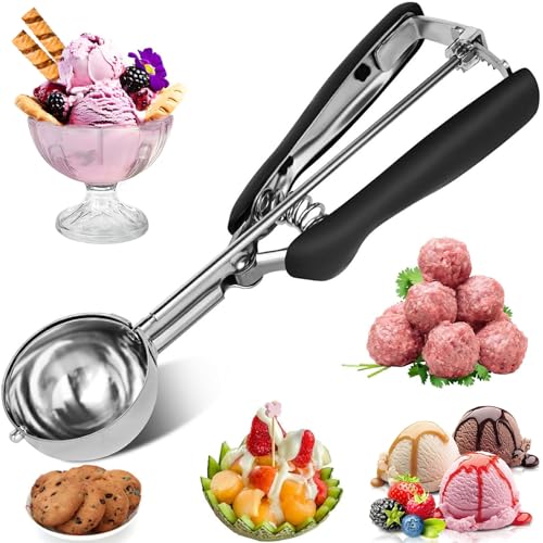 Mainiusi Eisportionierer Edelstahl 5cm, Eislöffel Portionierer 45ml Eiskugelportionierer, Eisportionierer Klein Teigportionierer, Ice Cream Scoop für Eiscremekugel, Melone, Fleischbällchen, Teig, Reis