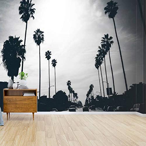 RECETHROWS Mural de pared de Las calles de Los Ángeles en blanco y negro e imágenes, papel tapiz autoadhesivo para pared grande, vinilo extraíble, rollo de papel para estante, decoración del hogar