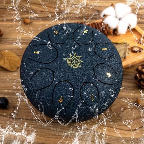 Eavnbaek Rain Chime Drum - 8 Note 6 Inch Rain Drum for Outside Garden, with Bag, Music Book,...